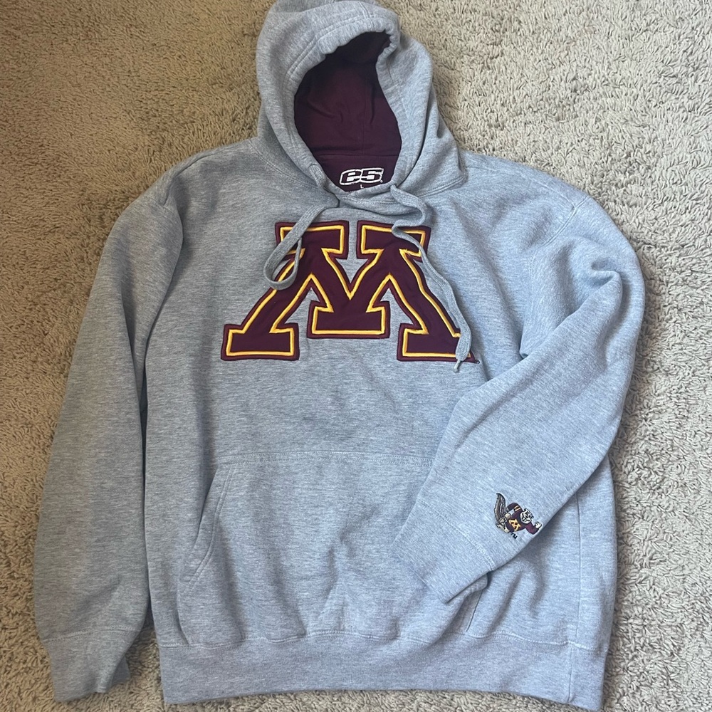 Gray Hoodie with Maroon Logo